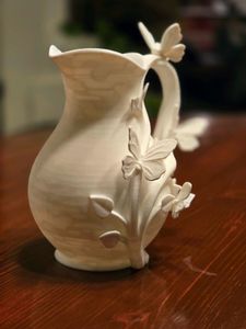 Ornate Butterfly Vine Decorative Pitcher Vase