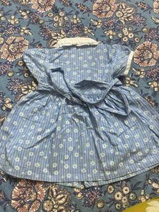 Baby Girl's Blue Floral Frock, Dress