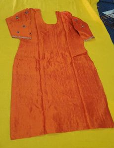 Orange &amp; golden salwar suit dupatta set