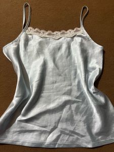 light blue silk tank top