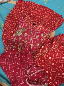 Red Printed Kurta with Sharara Set