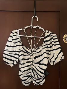 Stylish Zebra Print Ruched Top