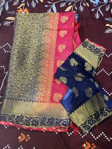 Elegant Red and blue saree