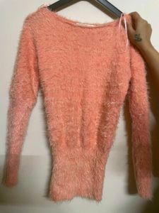 Cozy Coral Fuzzy Sweater