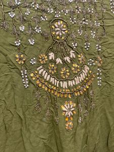 Embellished Olive Green Kurta