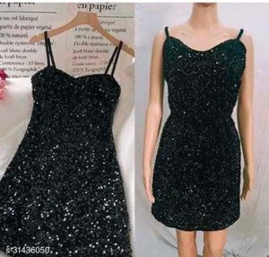 Sparkly Black Spaghetti Strap Dress
