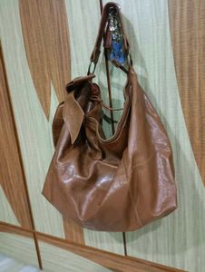 Chic Brown Leather Hobo Bag