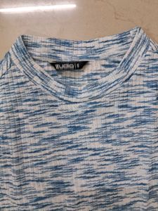 Blue Patterned Crop Top