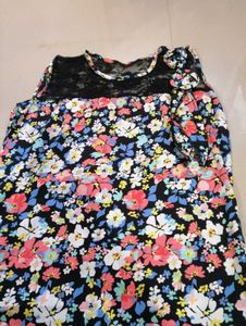 Floral Lace Trimmed Sleeveless Dress