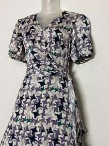 Pintresty Retro Print Wrap Midi Dress