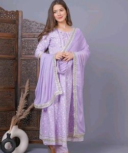 Lavender Anarkali Kurta Set