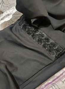 New Black Abaya with Beaded Embellishments
