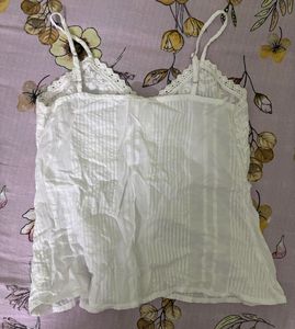 Vintage White Lace Trim Cami Top