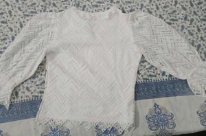 White Lace Puff Sleeve top