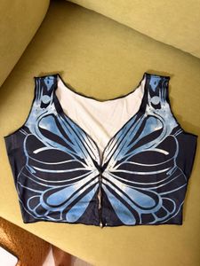 Unique Butterfly Print Crop Top