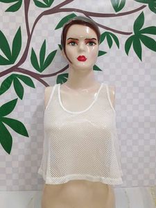 (429)White Mesh Tank Top