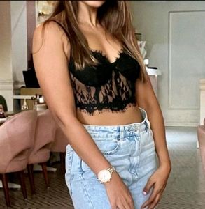 Coquette Black Corset Lace Cami Top/ Bralette