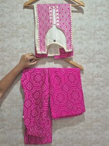Elegant White & Pink Embroidered Kurta