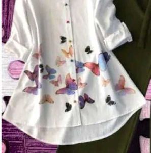 White Butterfly Print Tunic