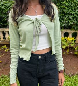Sage Green Wrap Crop Top