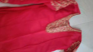 Red Embroidered kurta