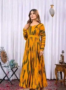 Elegant Yellow &amp; Black Ethnic Gown