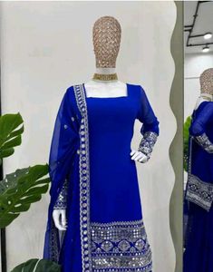 Vibrant Blue Sharara Suit Set