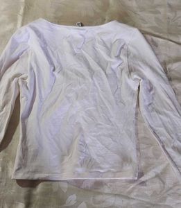 White Long Sleeve Ruched Neck Top