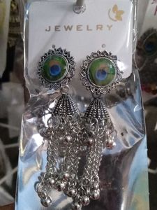 Peacock Feather Jhumka Earrings