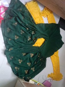 Yellow Anarkali Kurta with Sequins