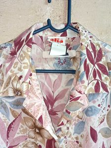 Floral Short Sleeve Button-Up Shirt Oversized