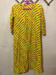 Vibrant Yellow Striped Kurta