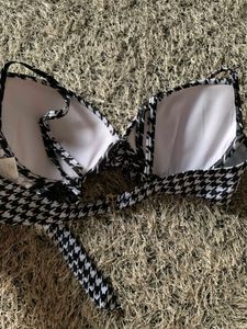 Houndstooth Print Bikini Top