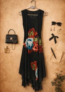 Chic Black Floral Print Dress
