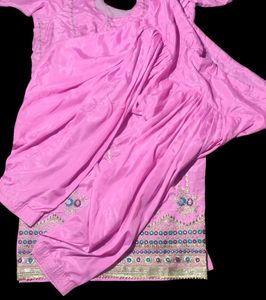 Pink Embroidered Women's Salwar Suit Set with Dupa