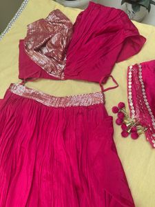 Vibrant Pink Sequined Lehenga Set