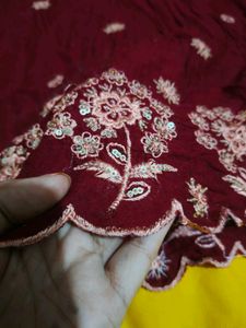 Maroon embroidered kurta and patiyala salwar