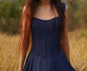 Off-Shoulder Lace-Up A-Line Dress