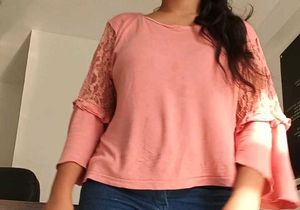 Chic Pink Bell Sleeve Top with Lace Details