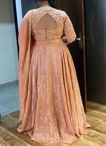 Stunning Peach Silk Embroidered Lehanga