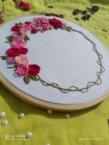 Floral Hand Embroidered Hoop🪡