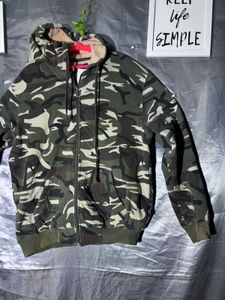 Man's Sherpa Camouflage Zip-Up Hoodie