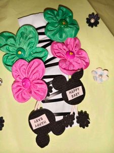Cute Flower &amp; Mickey Hair Clips Set