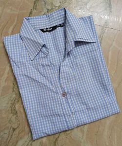 Bebo Blue Poly Cotton Button-Up Shirt