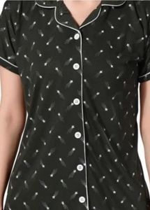 Women's Black Printed Pajama Set