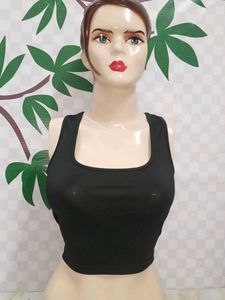(800)Black Cropped Tank Top