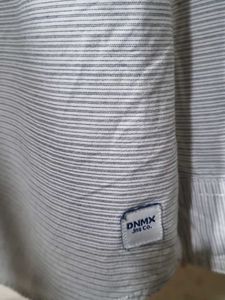 Men's Striped Band Collar Shirt