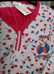 Cherry Print Night Suit
