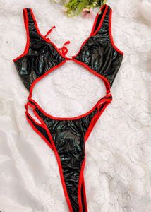 Red & Black Halter swimming set