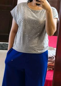 Women Grey Embellished Top